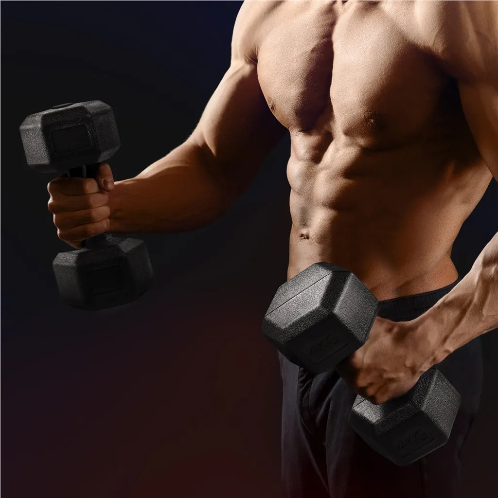 Yaheetech Hexagon Dumbbellset 2 x 4 kg - Zwart - Antislip PVC Halters voor Krachttraining