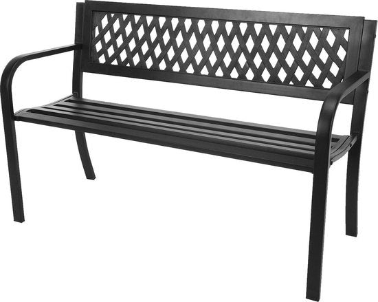 Relaxwonen Tuinbank – Weerbestendig Staal – Draagvermogen 220 kg – 119 x 50 x 75 cm – Zwart