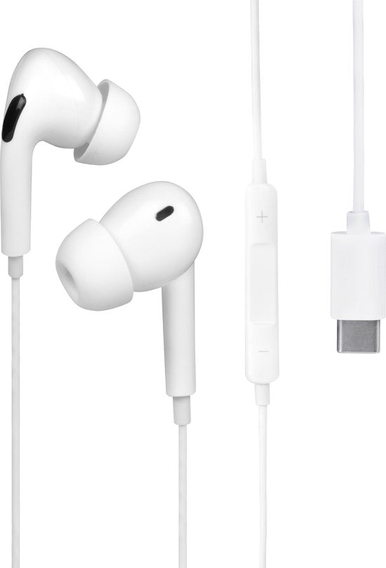 Nuvance - Oortjes met Draad - USB-C Aansluiting - Oordopjes met Draad - In-Ear Oortjes met Draad en Microfoon - Geschikt voor Samsung - Wit