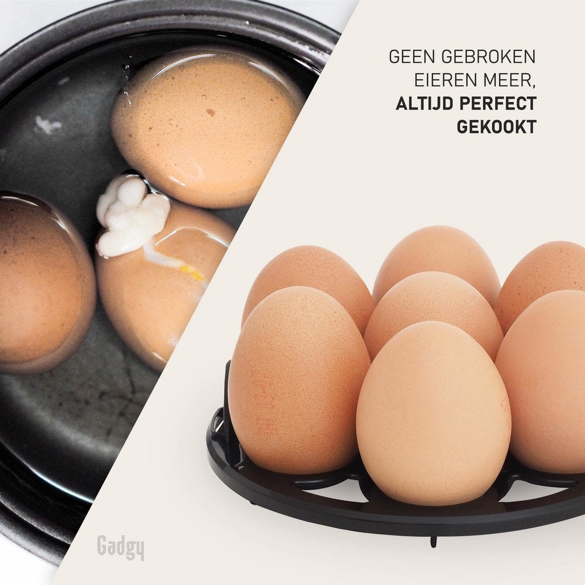 Gadgy Eierkoker Elektrisch 3-delige set - Vaatwasbestendig - Inclusief Maatbeker - Zwart -  330 Watt - 18.7x18.7x16 cm