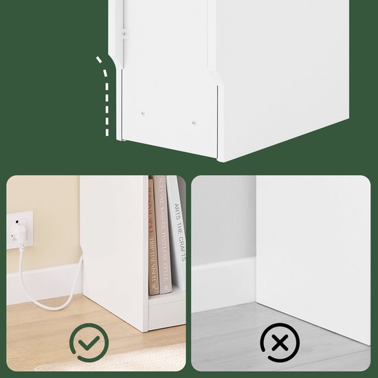 SoBuy Slim Nachtkastje met Oplaadstation, Smal Bijzettafeltje met Standaard Stopcontact, USB-poort en Type-C Poort voor Slaapkamer en Woonkamer, B20 x D35 x H60 cm, Wit, FBT111-E-WN
