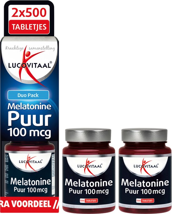 Lucovitaal Melatonine Puur 100 mcg Voedingssupplement - 2 x 500 Tabletten