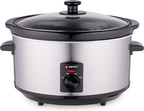 Alpina Slowcooker - 3.5 Liter - Keramische Binnenpan - 3 Warmtestanden - RVS