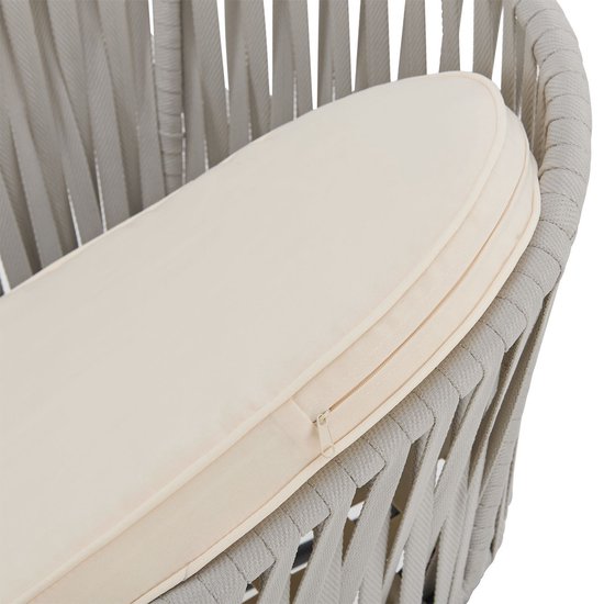 2 Tuinstoelen met touwgaas - Lichtgrijs - Incl. Rug- en zitkussens