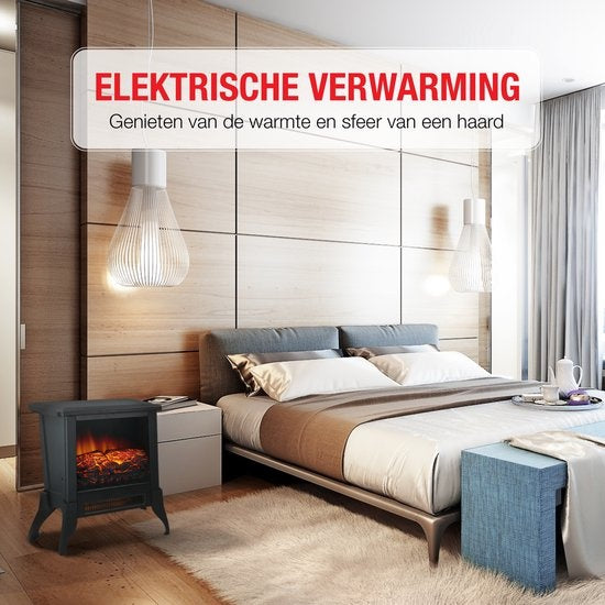 Classic Fire Elektrische Sfeerhaard Verona - Kachel 1800 en 2000W - Vrijstaande Haard - LED Vlammen - Zwart