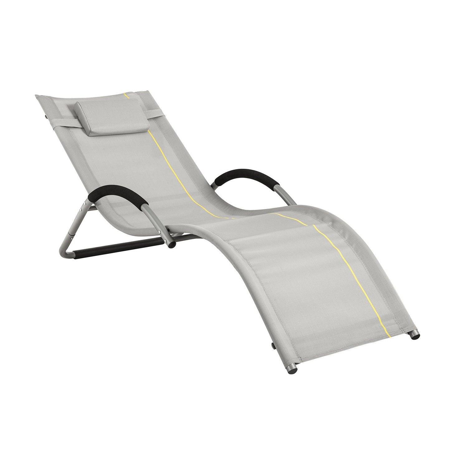 SoBuy Ligstoel met kussen - Max. 120 kg - 165 x 56 x 67 cm - Grijs