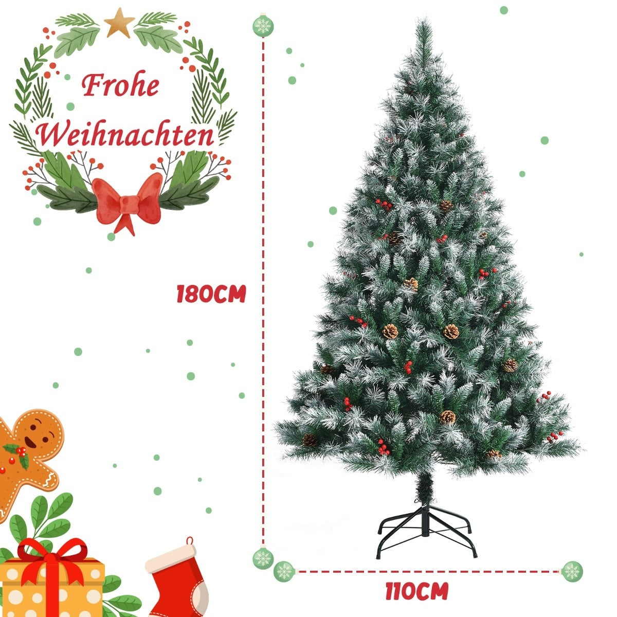 Coast Kerstboom Besneeuwd Met Dennenappels - 180 cm