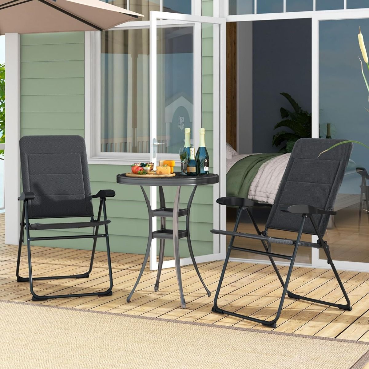Coast 2-delige set tuinstoelen - 7-voudig verstelbare rugleuning - opvouwbaar - grijs