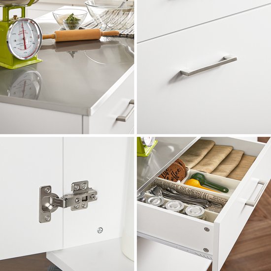 SoBuy FKW117-W Kookeiland - Wit Houtcomposiet met Laden & Deuren