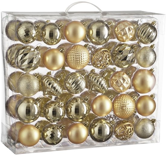 Mica Decorations Kerstballen Set - 60 Stuks - Ø7 cm - Onbreekbaar - Champagne