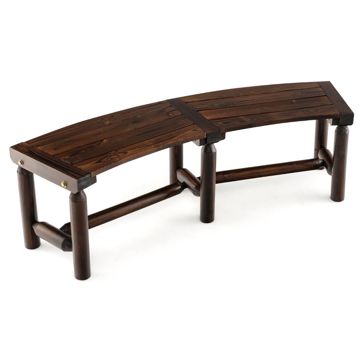 Coast Tuinbank zonder rugleuning - gebogen ontwerp - 2-3 zits - rustiek bruin 139 x 36 x 41 cm