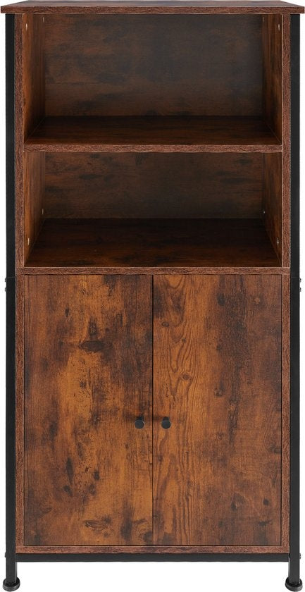 tectake - Wandkast Doncaster 60x38x125cm - industrieel donkerbruin
