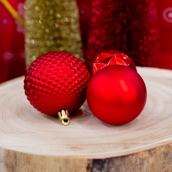 Giftsome Rode Kerstballen Set - 60 Stuks Kunststof Kerstballen - 6/7 cm