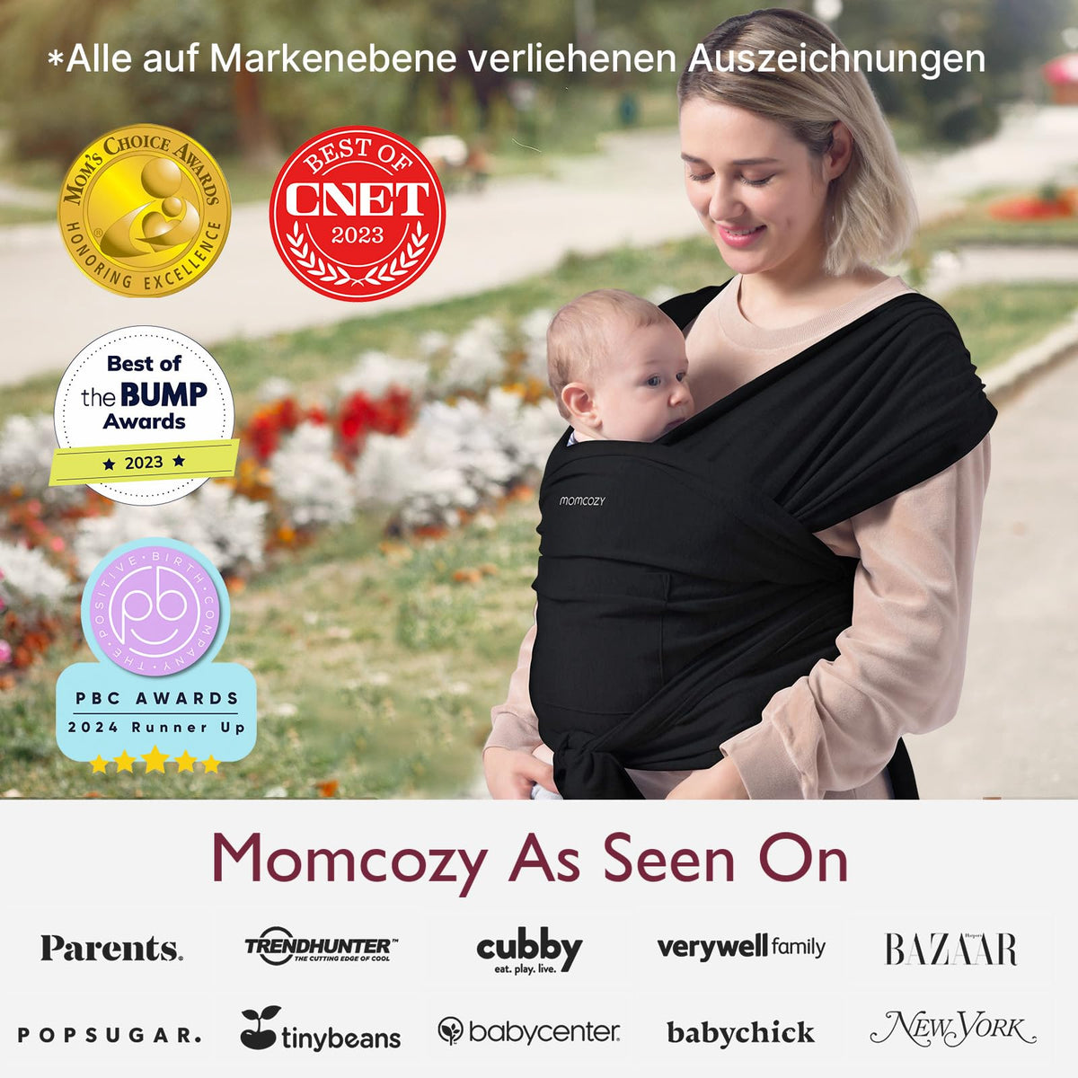 Momcozy BJ001 babydraagdoek - zwart