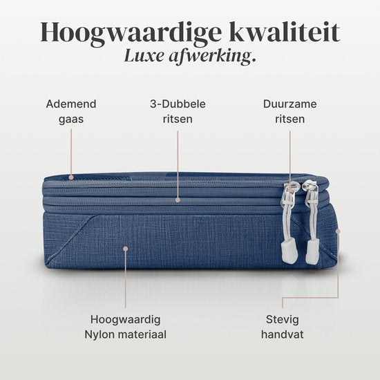 SC Travel Essentials Packing Cubes - 6-delige Set - Luxe Compressie Organizers van Hoogwaardig Nylon - Ruimtebesparend en Duurzaam - Ideaal voor Reizen - Donkerblauw