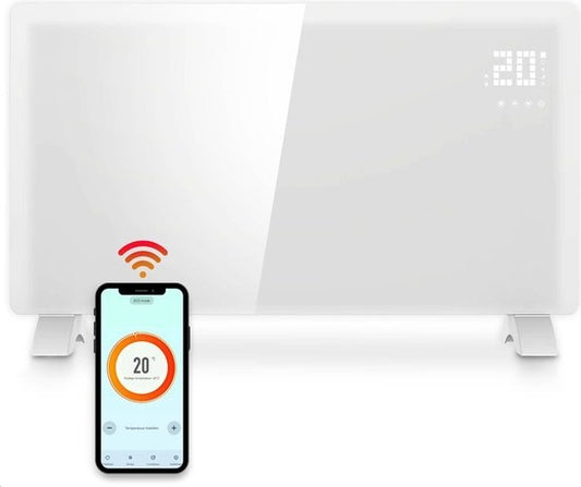 Gologi Elektrische Kachel - Verwarming elektrisch - Convectorkachel met thermostaat - Werkt via App en touch bediening - Tot 25m2 - 2000W Heater - Wit