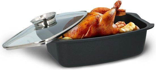 alpina Braadslede - Ovenschaal Rechthoekig - 39,5x22,5x10,8cm - 5.5L - RVS - Zwart