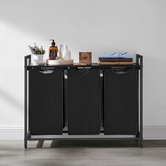 O'DADDY Wasmand – Met Plank & 3 Vakken – 114 liter – 92,5 x 33 x 71 cm – Dark Grey