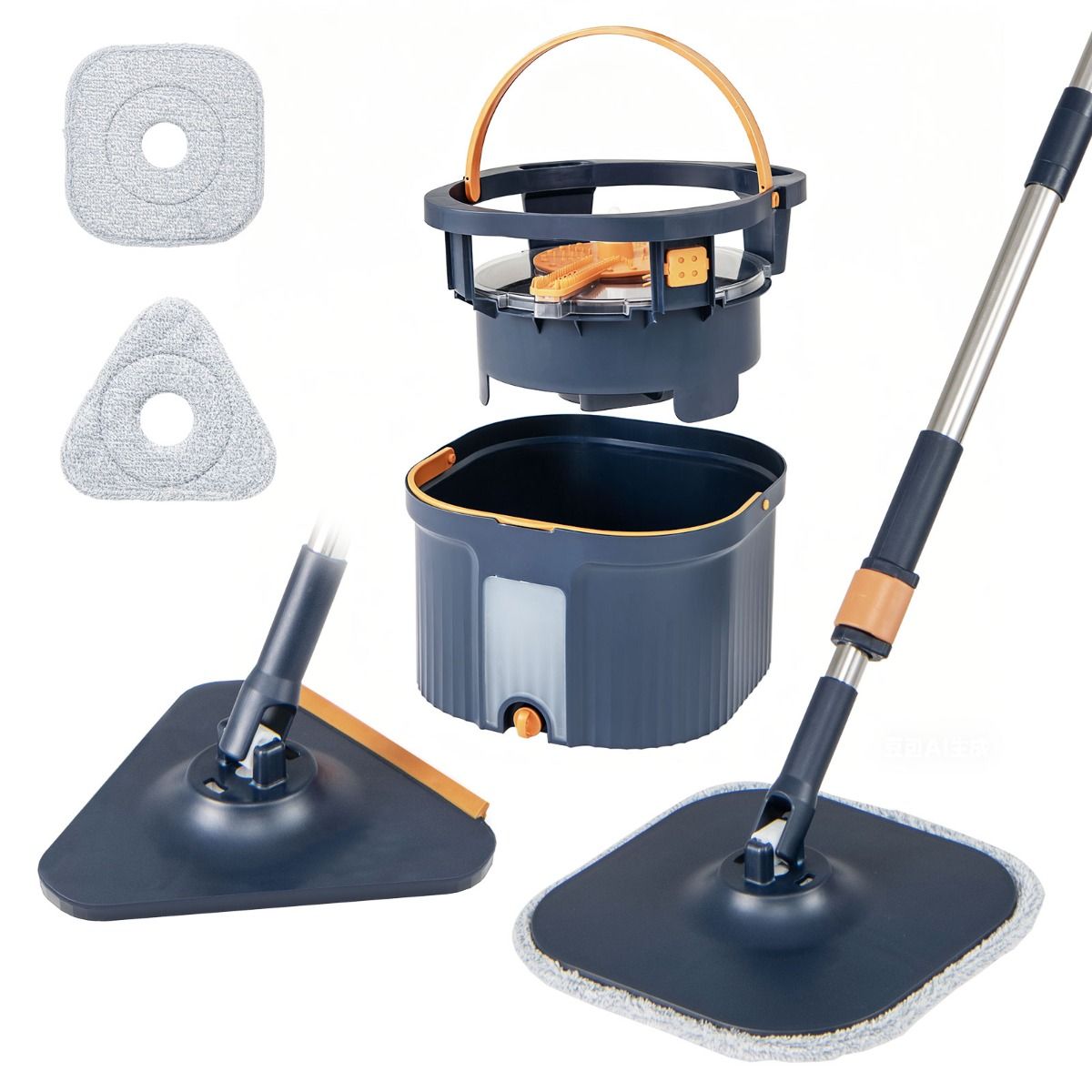 Coast Spinmop en Emmerset - scheidt schoon en vuil water - 360° draaibare mopkop - donkerblauw