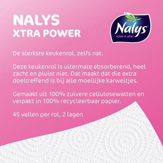 Nalys Xtra Power keukenpapier - 18 rollen - Extra sterk - Voordeelverpakking