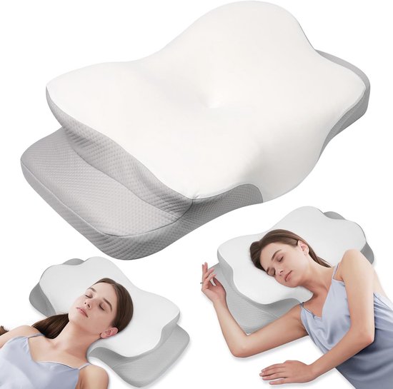 MULISOFT Traagschuimkussen, comfortabel kussen, ondersteunend nekkussen, ergonomisch zijslaapkussen (wit)