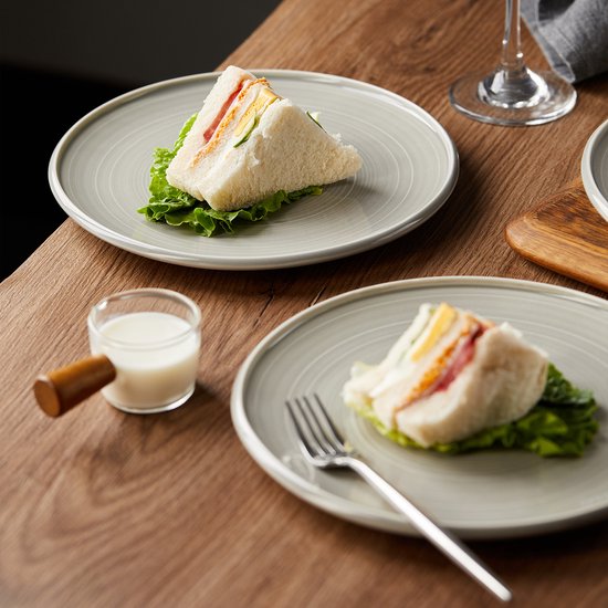 Dinerborden set van 4 (Ø21,8cm / 8,5inch), Bordenset, Ontbijtborden, Dessertborden, serviesset 4 persoons, Geschikt voor restaurants, Horeca, Feest, familiefeesten, banketten en picknicks, Magnetron-vaatwasserbestendig, Keramiek