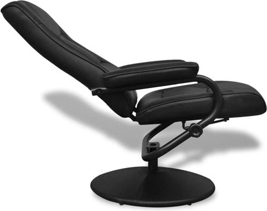 vidaXL - Tv-fauteuil - met - voetenbankje - kunstleer - zwart