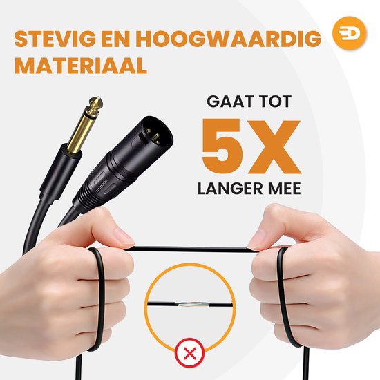 Drivv. Premium XLR Kabel - XLR Male naar 6.35 mm jack male - Stereo Jack - 3 meter
