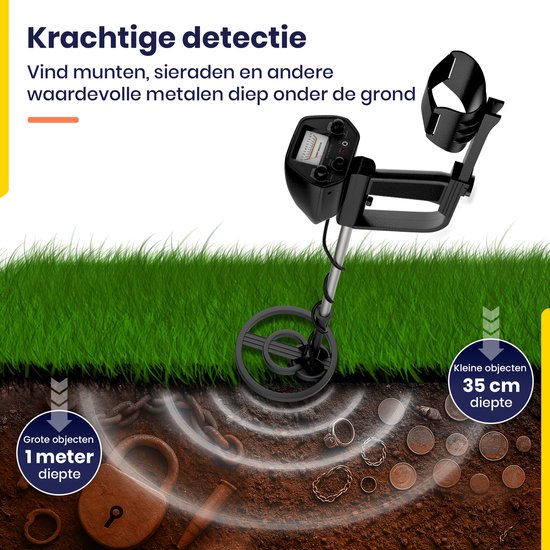 ODESSEY Metaaldetector - Starterset - Kind - Volwassene - Professioneel - Explorer - Zwart