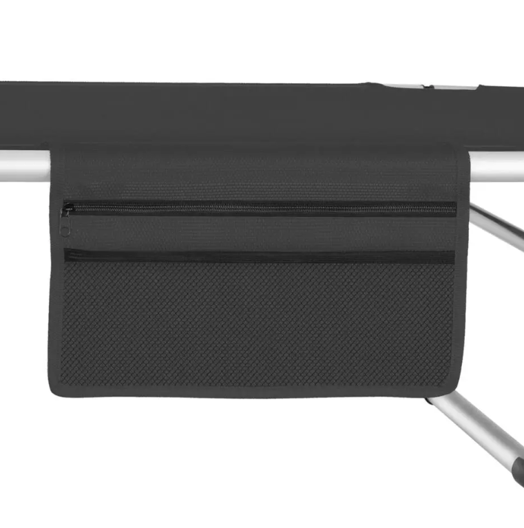 tectake Aluminium Ligstoel Aurelie Zwart – 60 x 189 cm – Opvouwbaar met Zonnedak
