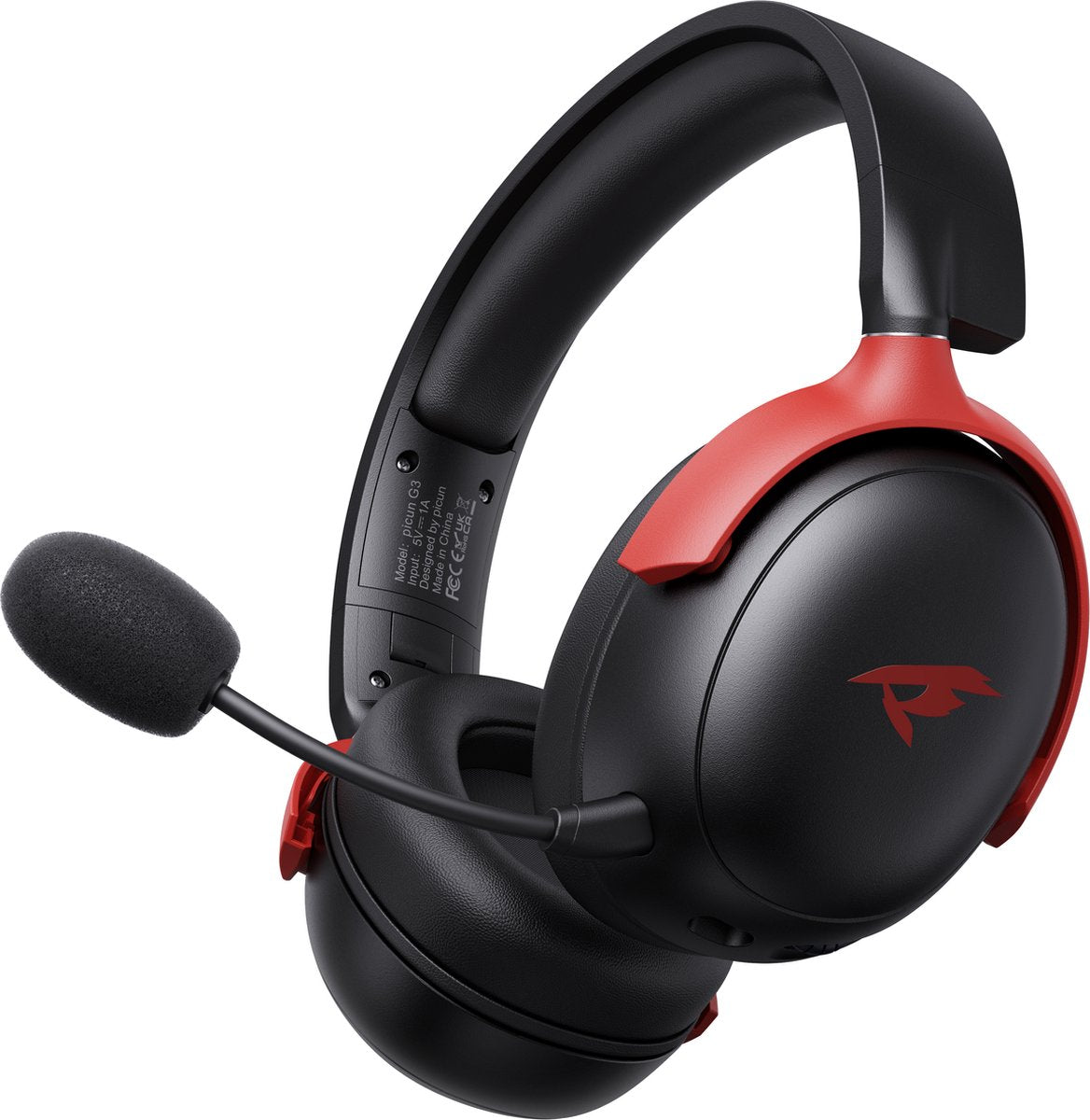 Kofire Picun G3 Draadloze Gaming Headset – Over-Ear Koptelefoon met Microfoon – 53mm Drivers – 50 Uur Batterijduur – PC/PS4/PS5/Nintendo Switch/Xbox – Zwart/Rood – 238g