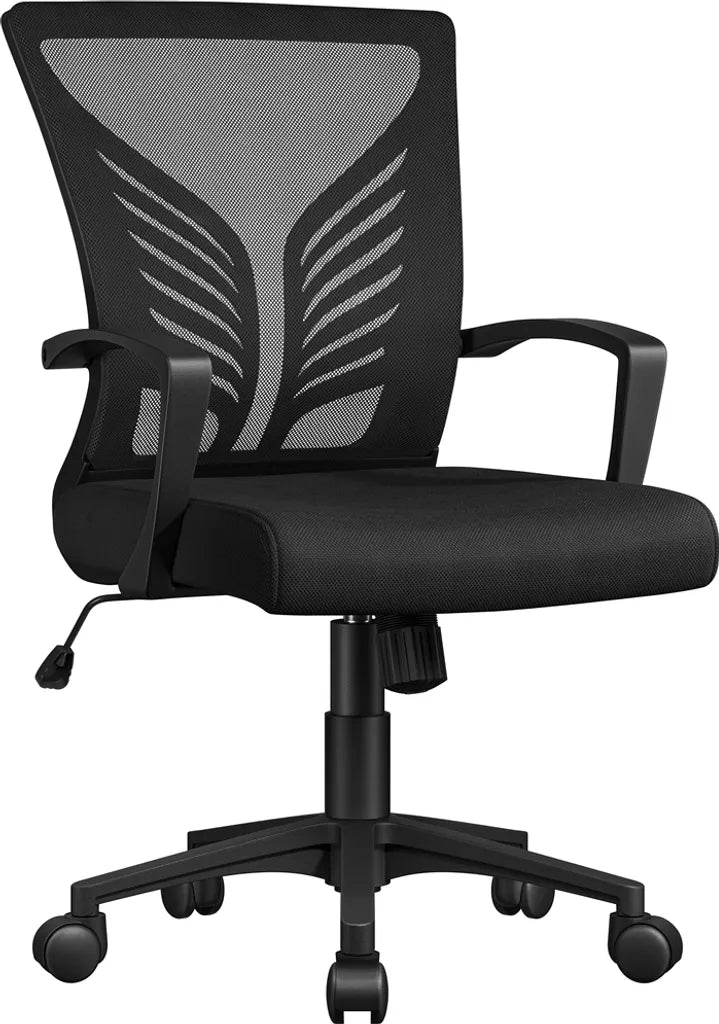 Yaheetech Bureaustoel - Ergonomisch - Met Wipfunctie - Verstelbaar - Draaibaar - Zwart