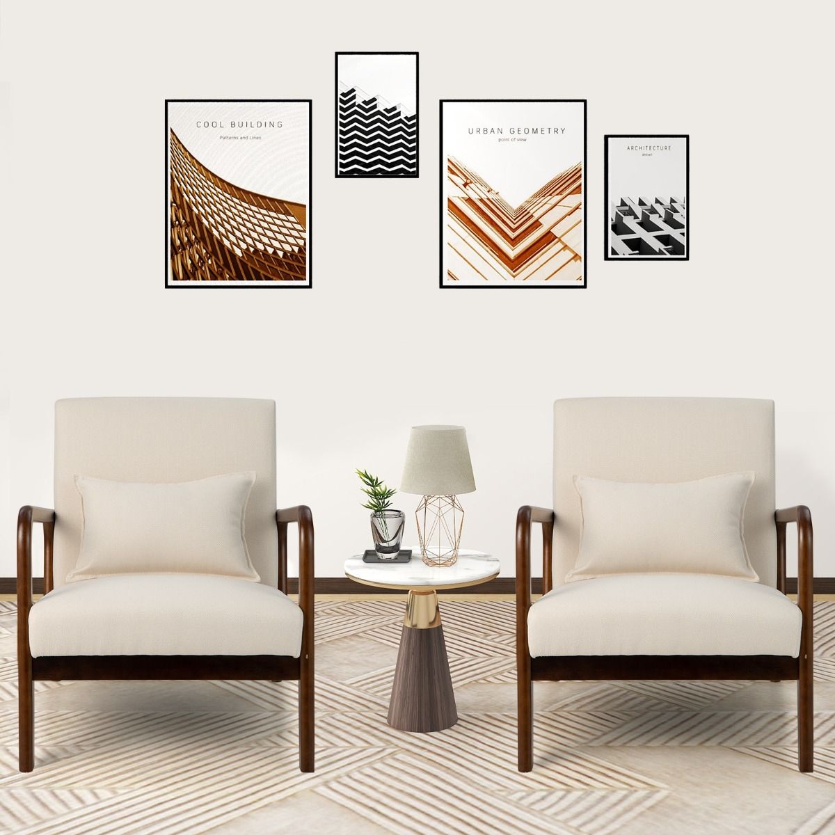 Coast Fauteuil Loungestoel Woonkamer Gestoffeerd met Armleuningen, Rubberhout, Beige, 65 x 79 x 77 cm