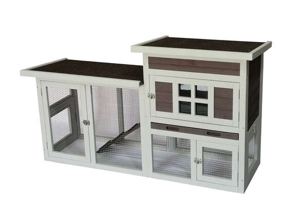 Manor  Konijnenhok– Buitenhok voor (Dwerg)konijnen – 147 x 50 x 80 cm – Dennenhout