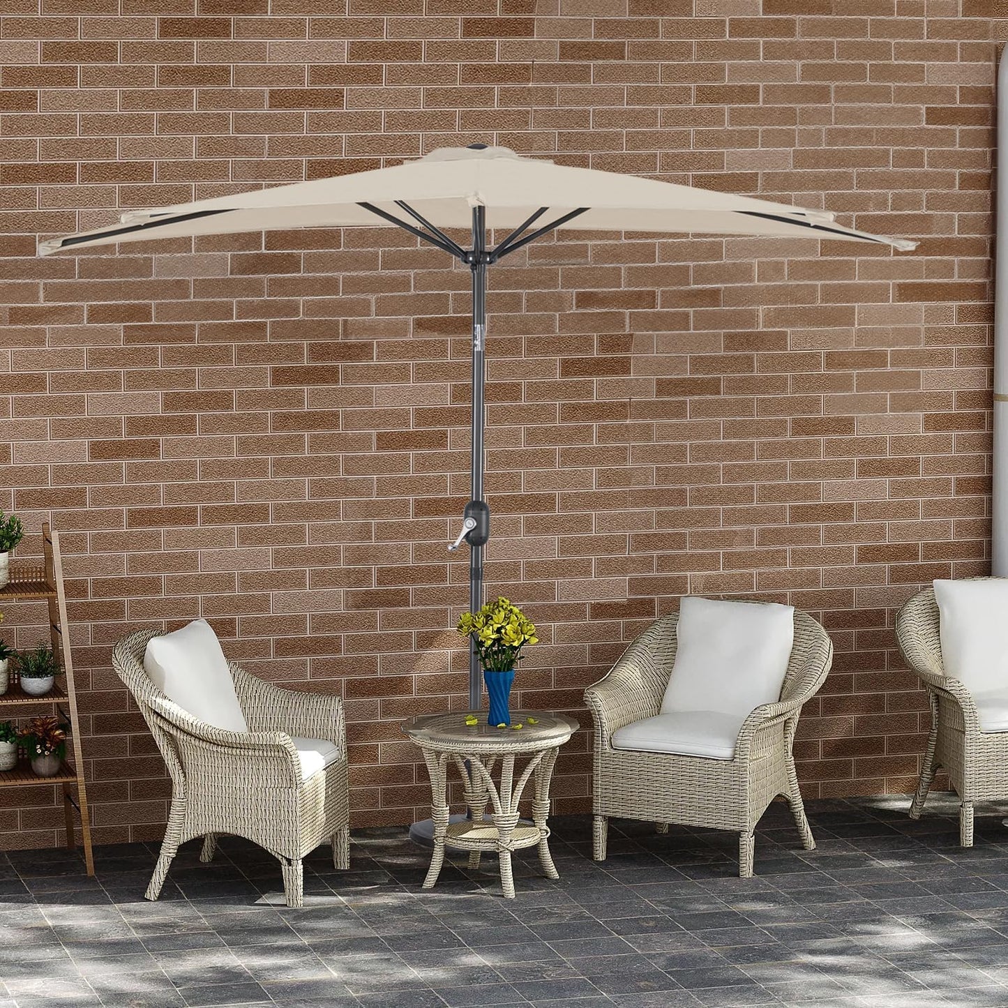 Angel Living Balkonparasol - Halfrond - 265 x 130 cm - Beige