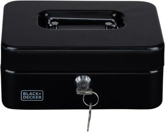 Black & Decker Geldkistje met 2 sleutels - zwart - staal - muntbakje - 20 x 16 x 9 cm - inbraakbeveiliging kluisje