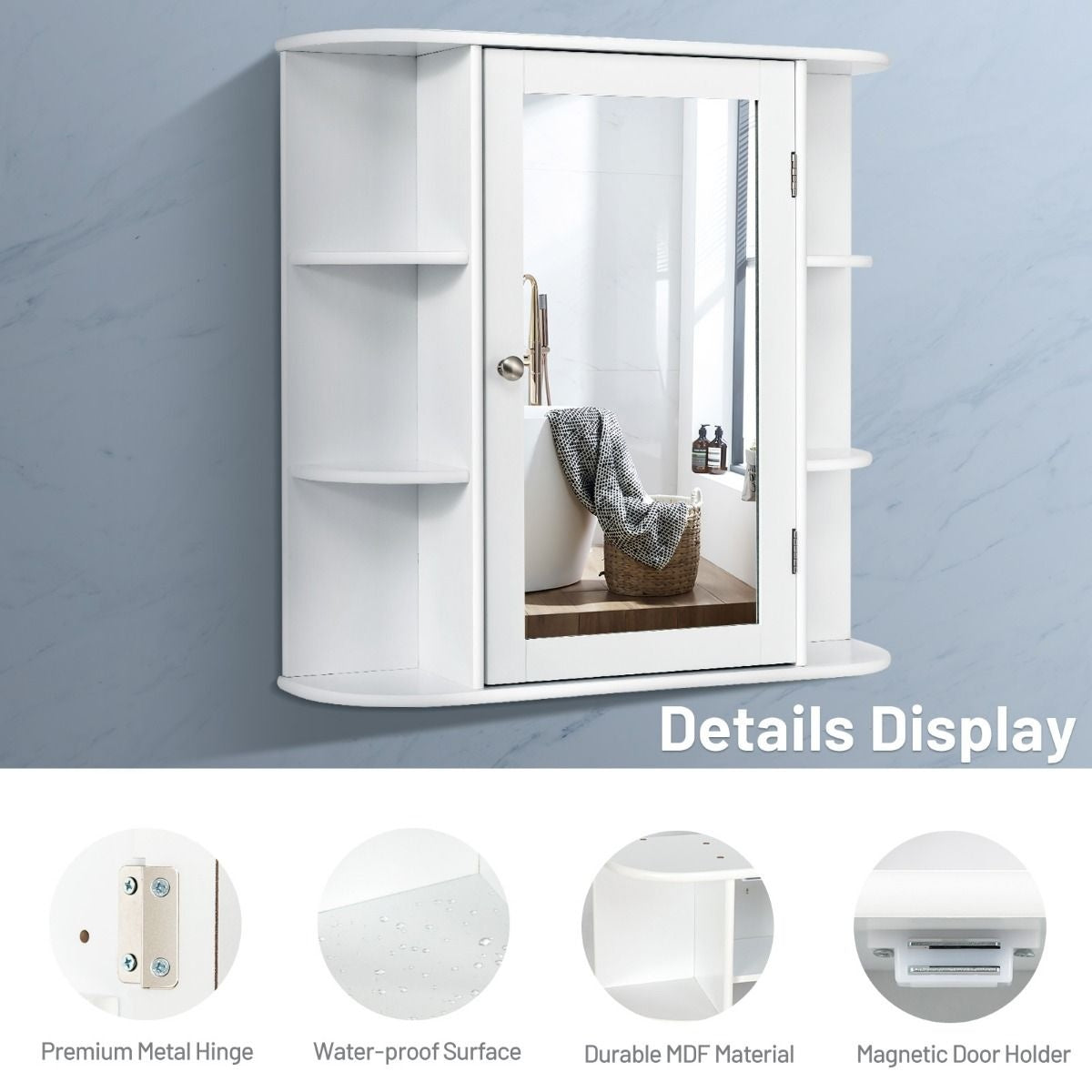 Coast Badkamerkast Met Spiegel - 65 x 17 x 64 cm - Wit