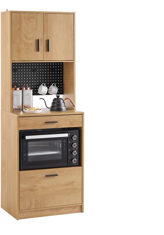 SoBuy FSB98-N Keukendressoir - Houten Buffetkast met 2 Deuren & Laden