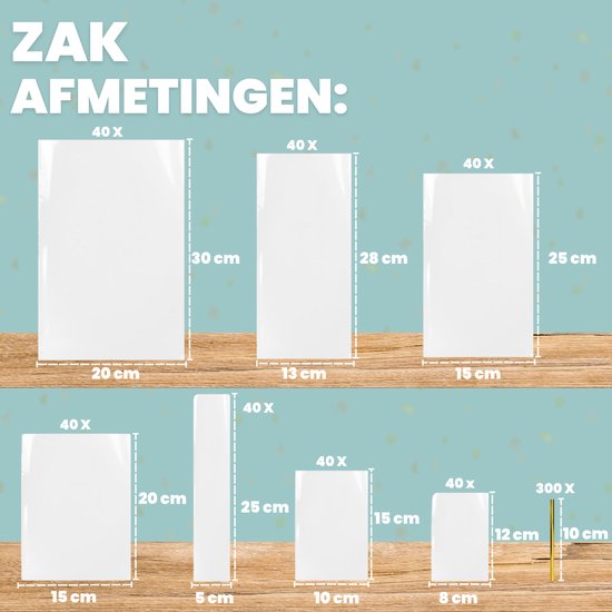 Feestio Uitdeelzakjes Mix Set - 300 Stuks - Snoepzakjes - Traktatie Zakjes Kinderfeestje - Cellofaanzakjes Transparant - Cadeauzakjes - Snoepzak
