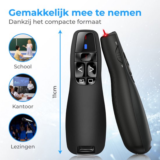 Nuvance Presentatie Klikker - Laser - Aanwijzer - Presenter - USB Ontvanger - Incl. USB C Adapter - Clicker