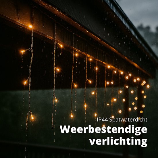FlinQ 144 LED Warm Wit IJspegelverlichting - Kerstverlichting - Kerstverlichting buiten - Warm wit licht - 14 meter (4,2 meter lichtjes)