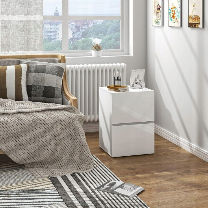 Eugad Nachtkastje met Lades - Wit - 40 x 40 x 58 cm - 2 stuks