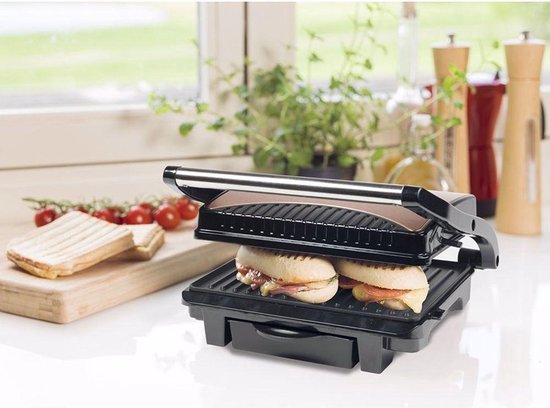 Bestron Contactgrill - ASW113CO - 1000W - Tosti apparaat - 25x17cm bakoppervlak - Koper - 5 jaar garantie