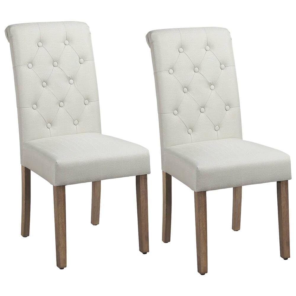 Yaheetech eetkamerstoelen met hoge rugleuning - Set van 2 - Beige - 45,5 × 62 × 98,5 cm