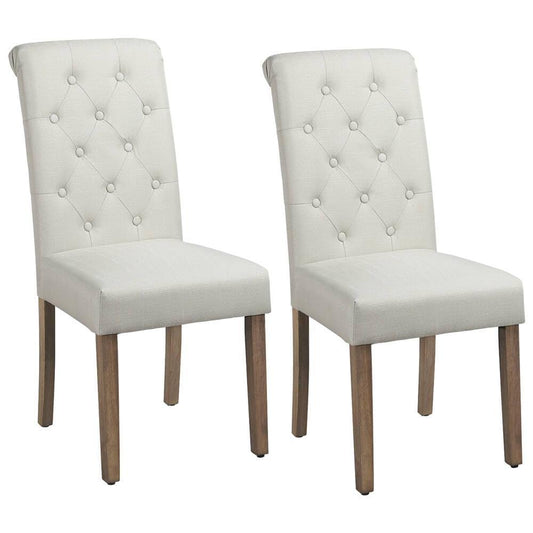 Yaheetech eetkamerstoelen met hoge rugleuning - Set van 2 - Beige - 45,5 × 62 × 98,5 cm