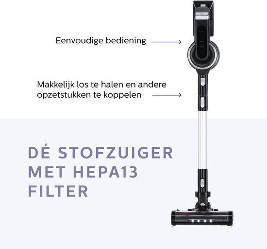 Teeco Steelstofzuiger Draadloos - Zonder zak - Kruimeldief - 4-in-1 - Zwart