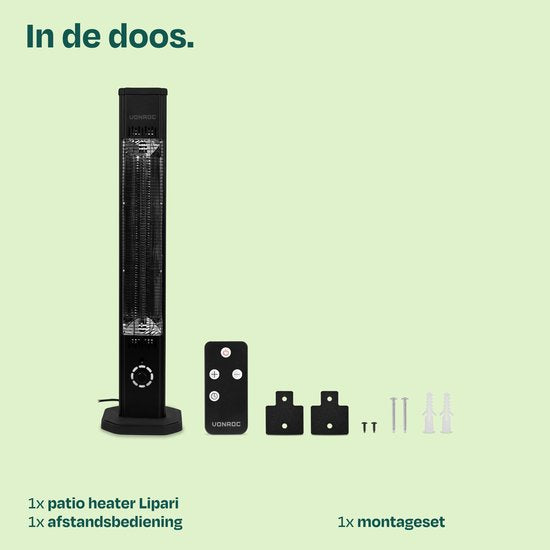 VONROC Staande Terrasverwarmer Lipari 2000W – Patio heater - Carbon infrarood verwarmingselement - Incl. afstandsbediening