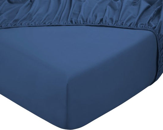 DoubleDry Hoeslaken 100% Natuurlijk Katoen - Tweepersoons 180x200 cm - Zacht & Ademend - Rondom Elastiek - Yaleblauw