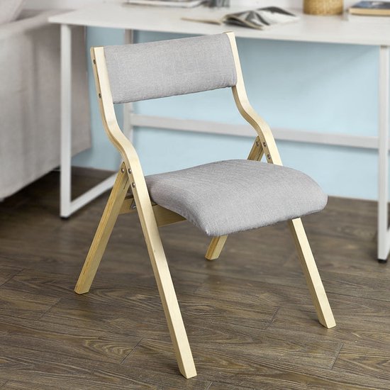 Klapstoel - Keukenstoel - Bureaustoel voor kinderen - Berkenhouten frame - Gewatteerd comfort - Afneembare wasbare hoes - 48 cm x 14 cm x 91 cm
