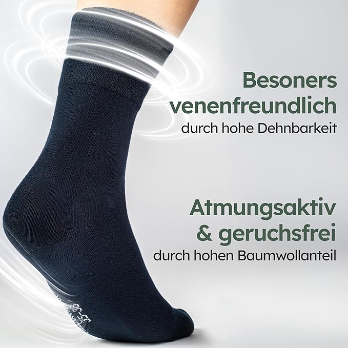 Heldenwerk Comfortsokken voor dames en heren 6 paar - Extra brede gezondheidssokken van 97% katoen - Zonder elastische tailleband - Maximale comfortsokken - Maat 47-50